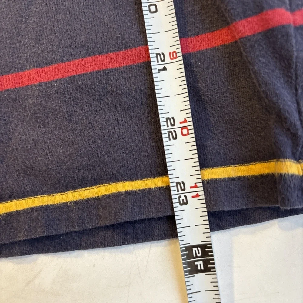 Vintage‎ Polo Ralph Lauren Blue Red Yellow Stripe Long Slv TshirtHoodie Men's M